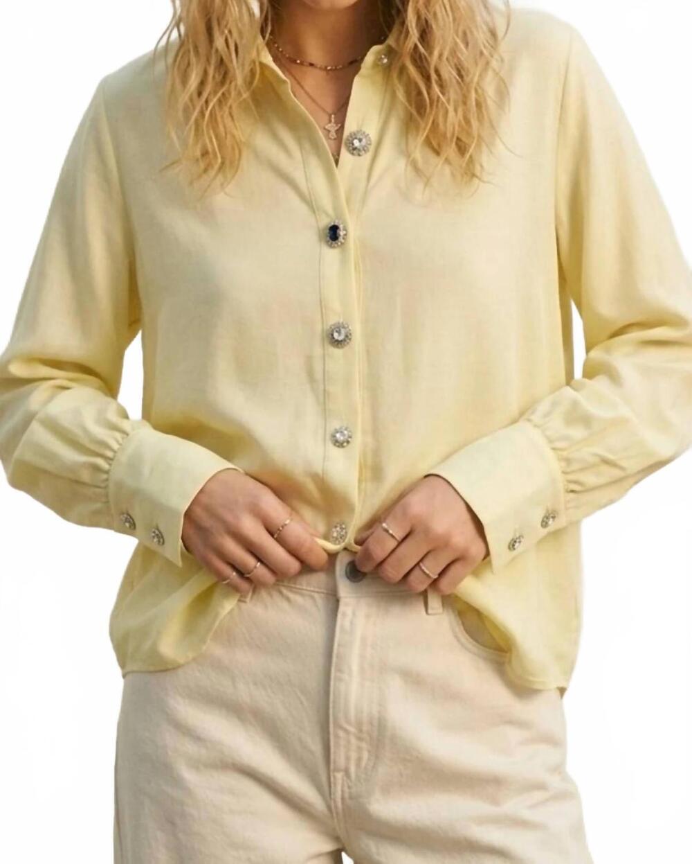 NEW Q2 collar long sleeve shirt in butter yellow